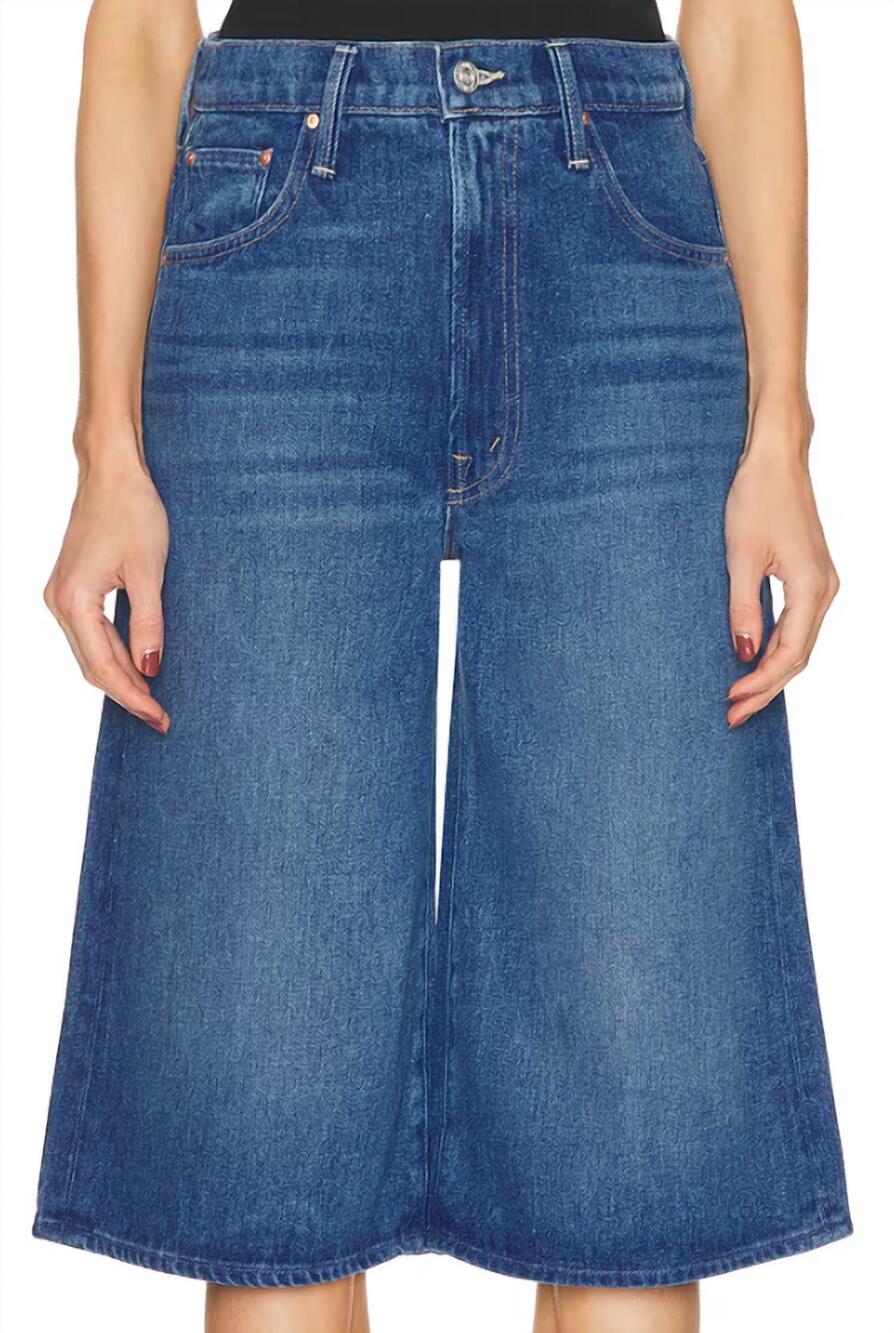 NEW MOTHER women's whole lot zip jorts in blue